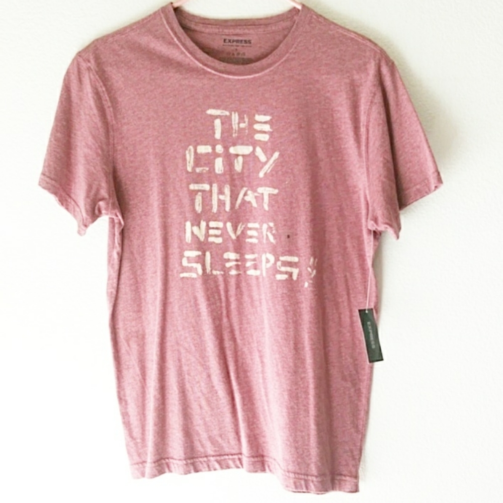 Mens Express heathered rose/pale red NYC tshirt Size Small
